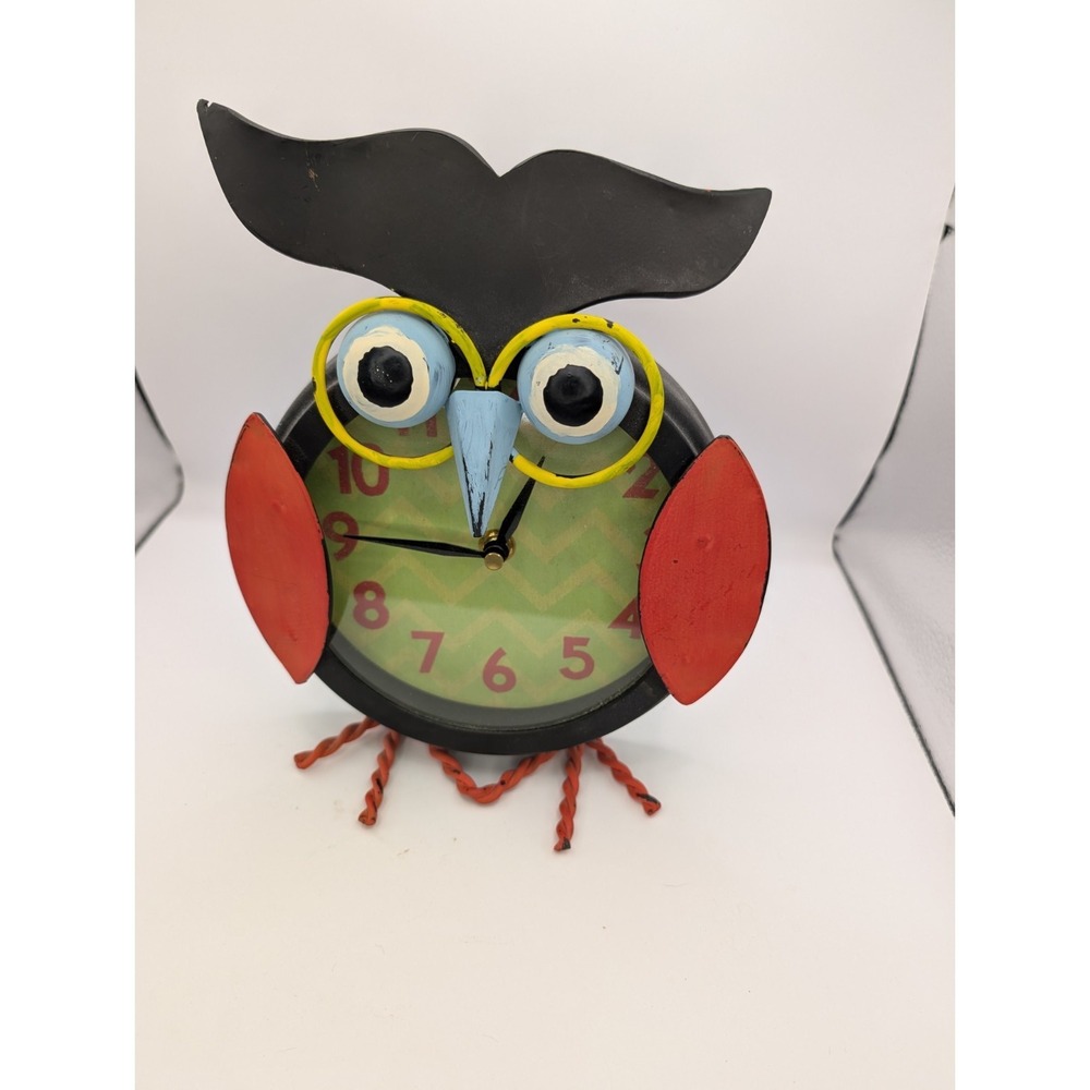 Metal Footed Owl Bird Standard Clock Counter Table  Adorable Unique